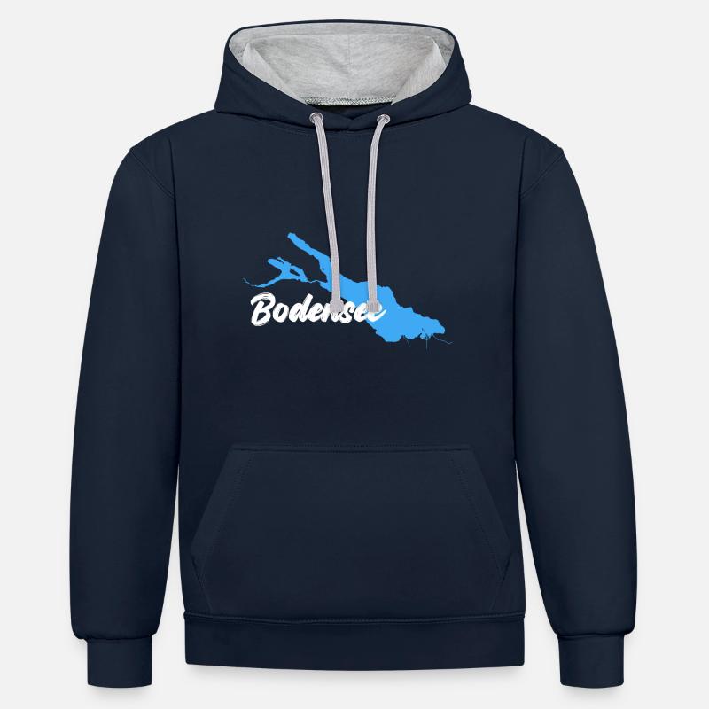 Bodensee weiß - Kontrast-Hoodie - Navy/Grau meliert