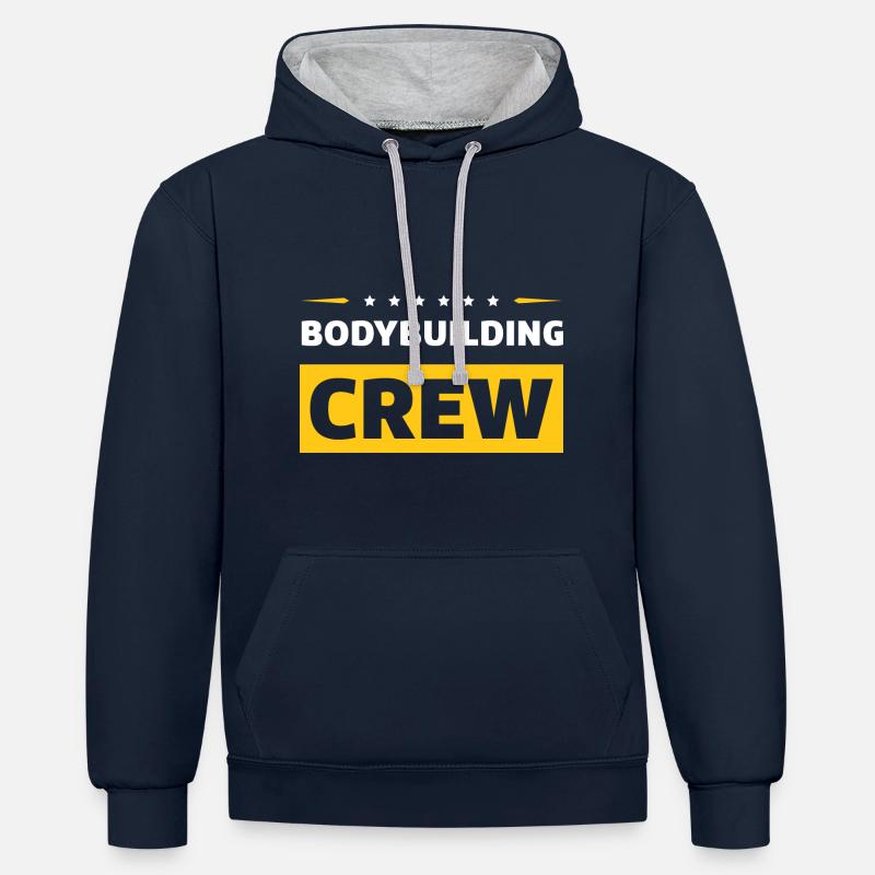 Equipe de musculation - Sweat à capuche contrasté - bleu marine/gris chiné