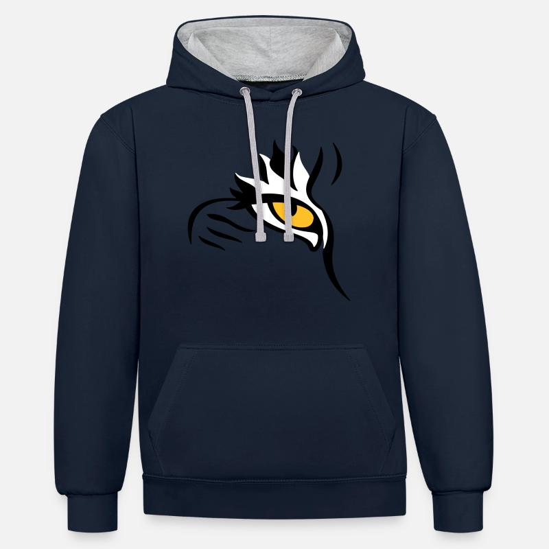 Œil-Lynx - Sweat à capuche contrasté - bleu marine/gris chiné