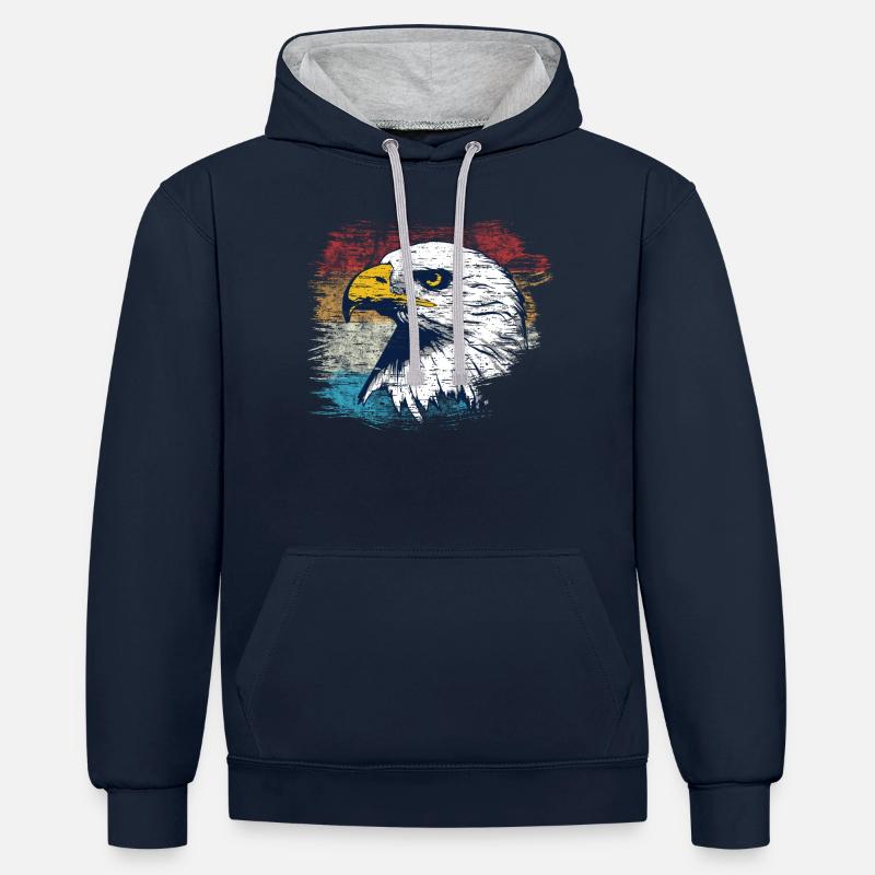 Aigle - Sweat à capuche contrasté - bleu marine/gris chiné