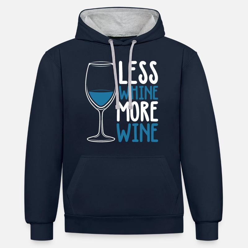 Verre à vin de vin - Sweat à capuche contrasté - bleu marine/gris chiné