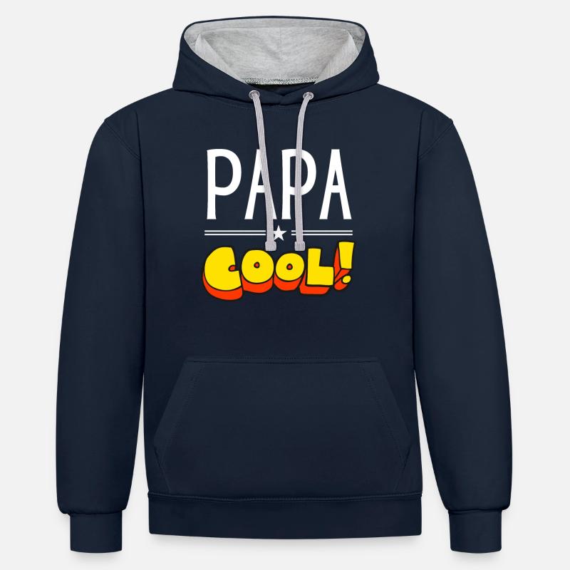 Papa cool - Sweat à capuche contrasté - bleu marine/gris chiné