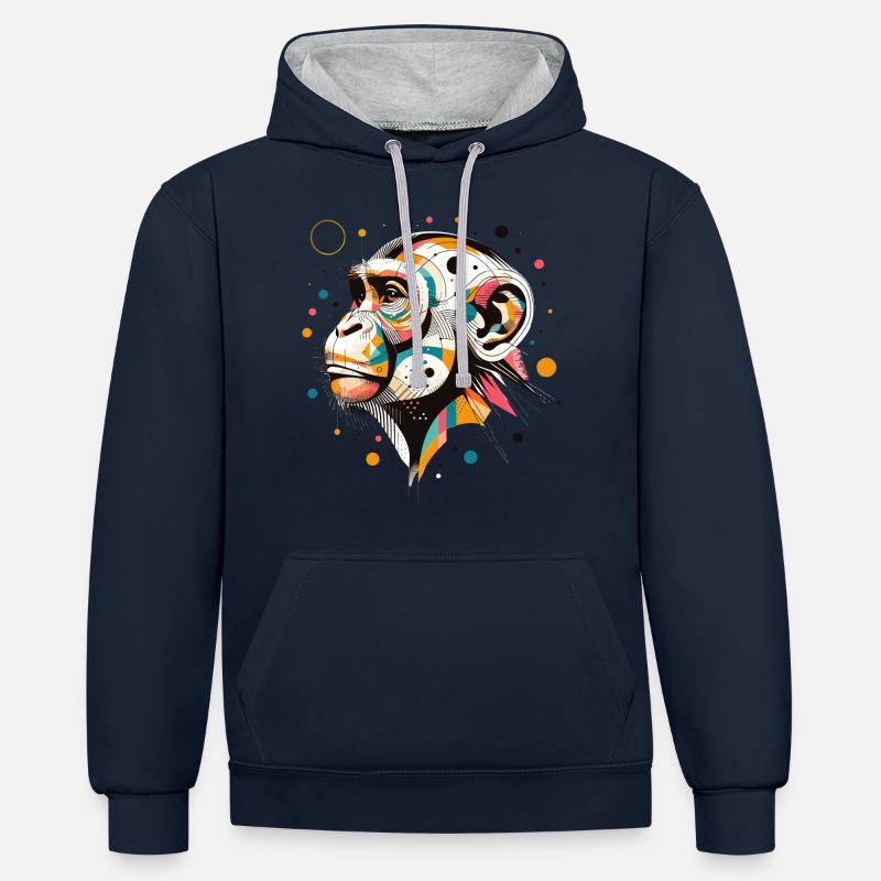 Combinaison minimale - Sweat à capuche contrasté - bleu marine/gris chiné