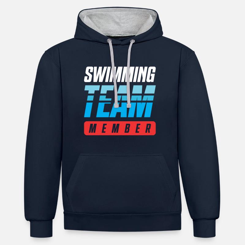Équipe de natation - Sweat à capuche contrasté - bleu marine/gris chiné
