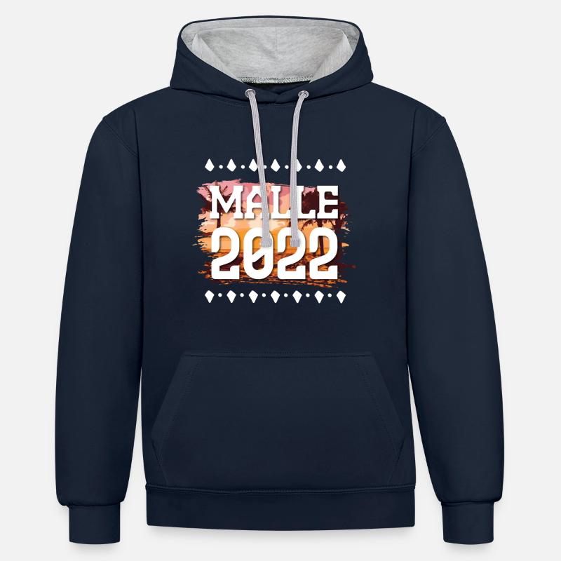 Malle 2022 - Sweat à capuche contrasté - bleu marine/gris chiné