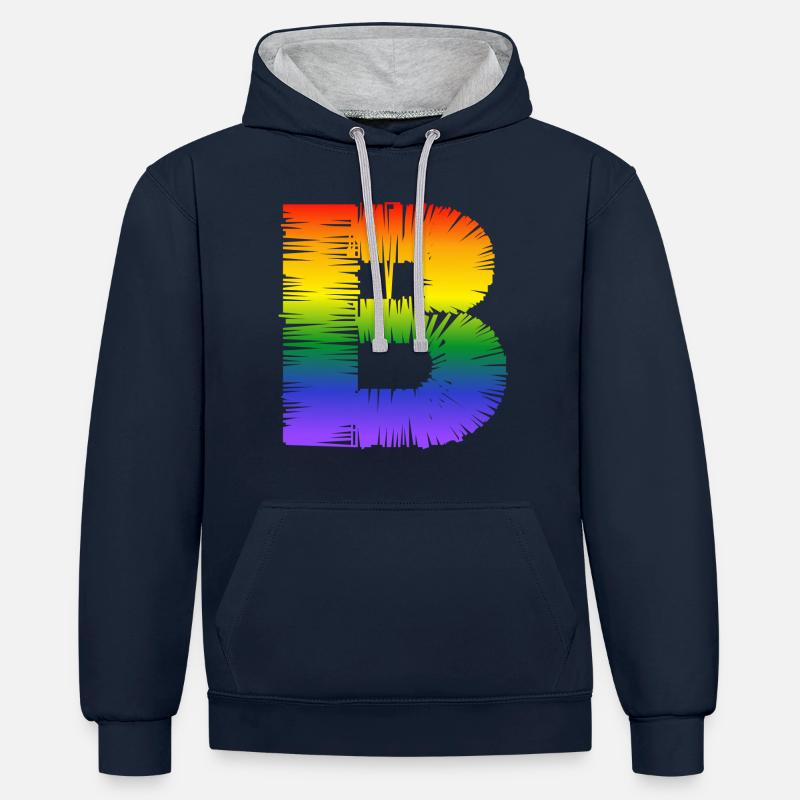 Rainbow B - Sweat à capuche contrasté - bleu marine/gris chiné