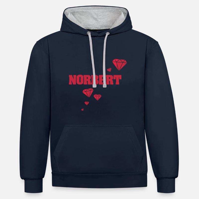 Geschenkidee Norbert - Kontrast-Hoodie - Navy/Grau meliert