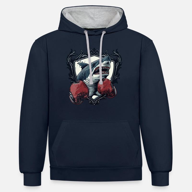 Shark Boxer MMA Logo - Sweat à capuche contrasté - bleu marine/gris chiné
