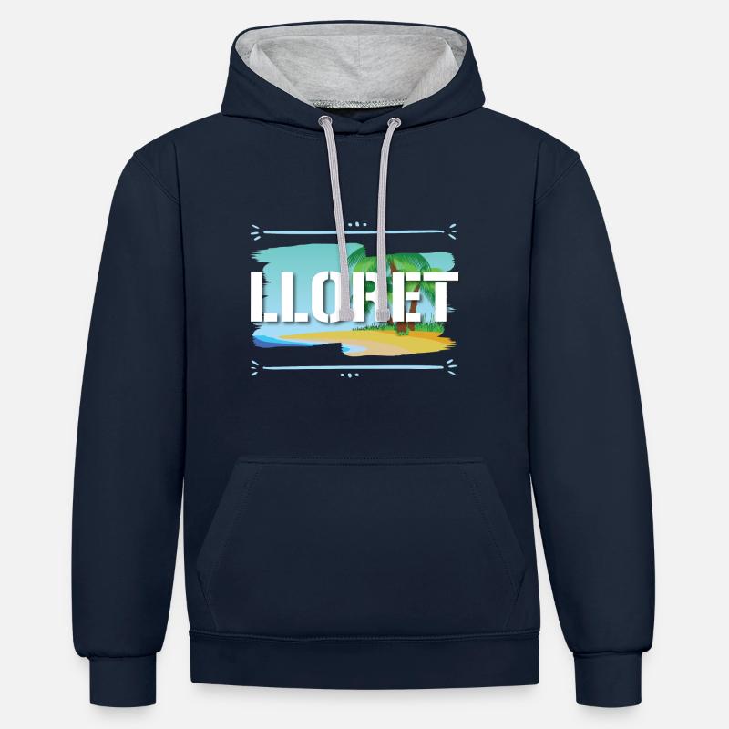 Lloret De Mar - Sweat à capuche contrasté - bleu marine/gris chiné