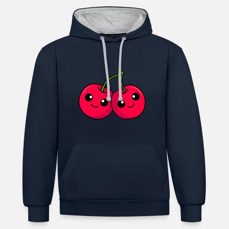 Bande dessinée Cherry - Sweat à capuche contrasté - bleu marine/gris chiné
