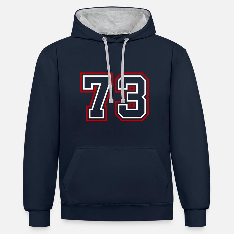 73 Numéro de numéro - Sweat à capuche contrasté - bleu marine/gris chiné