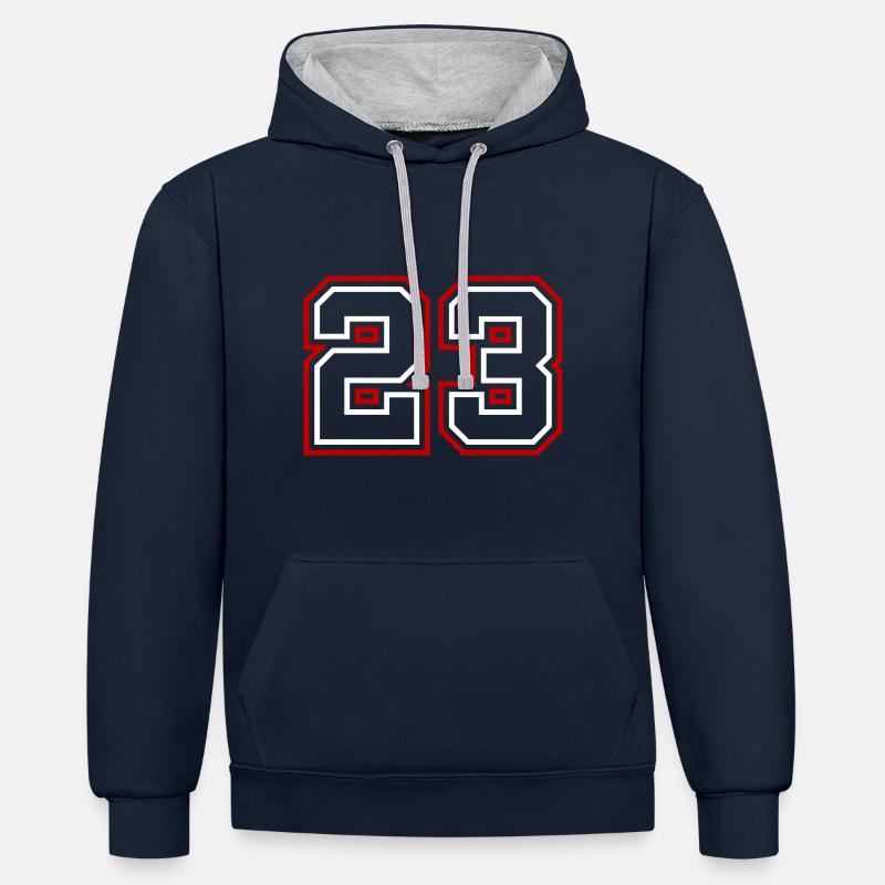 23 Numéro de numéro - Sweat à capuche contrasté - bleu marine/gris chiné