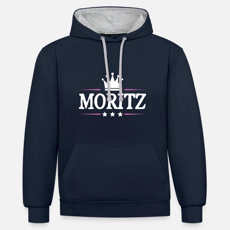 Moritz - Sweat à capuche contrasté - bleu marine/gris chiné