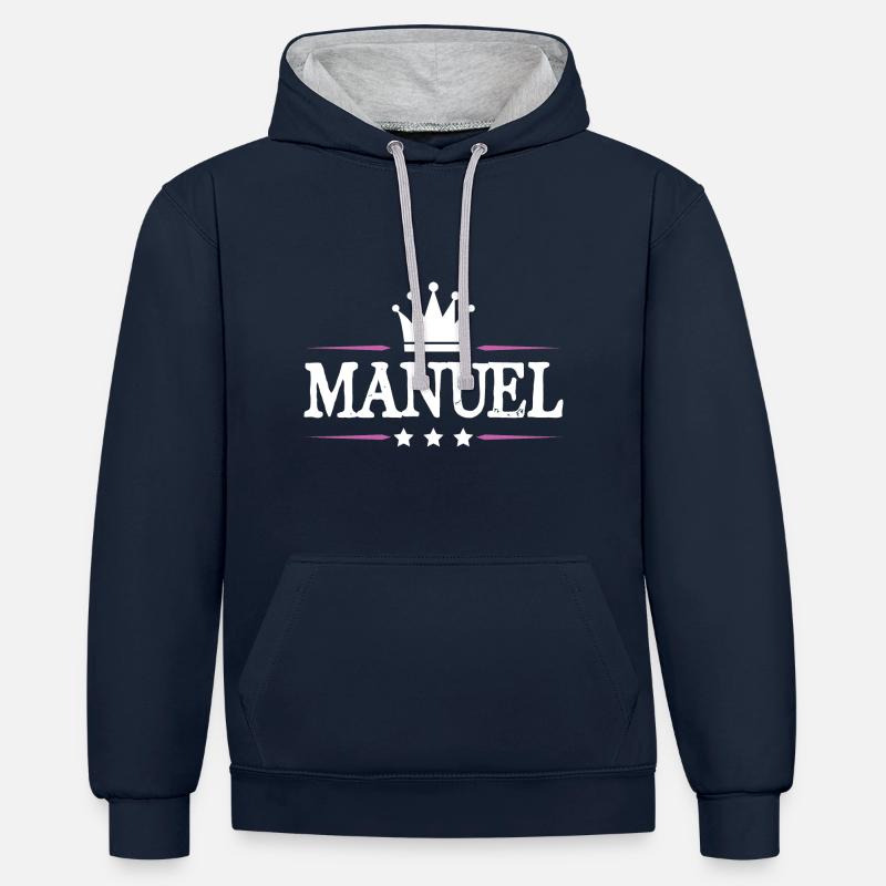 Cécile - Sweat à capuche contrasté - bleu marine/gris chiné