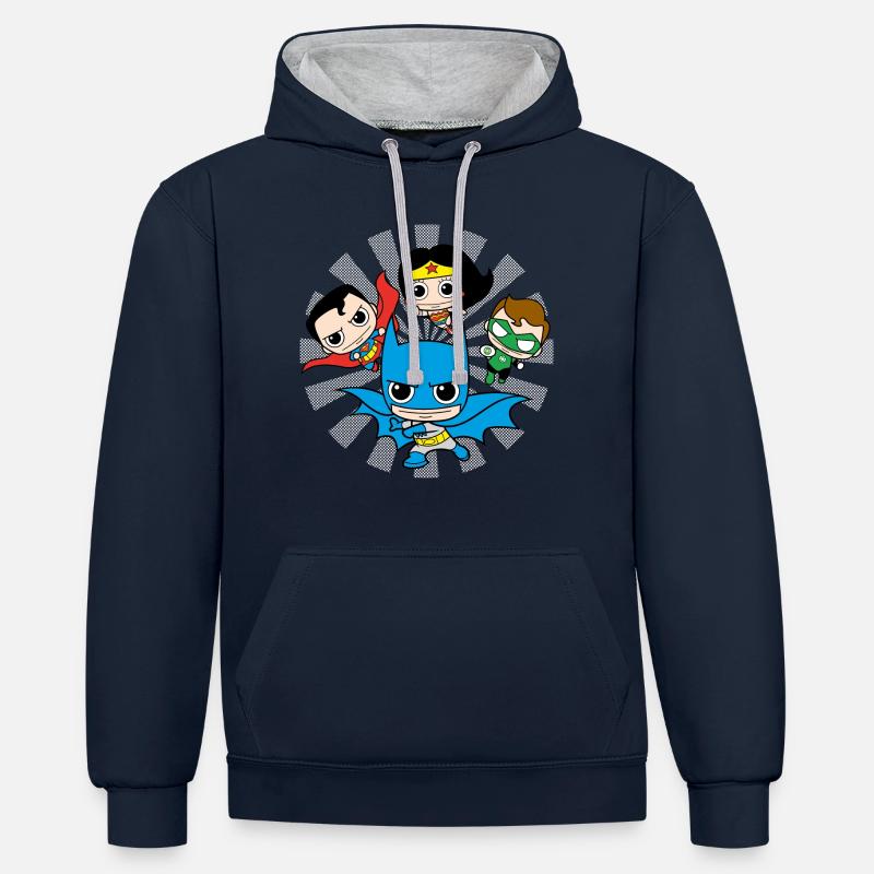 DC Comics Originals Super-Héros Chibis - Sweat à capuche contrasté - bleu marine/gris chiné