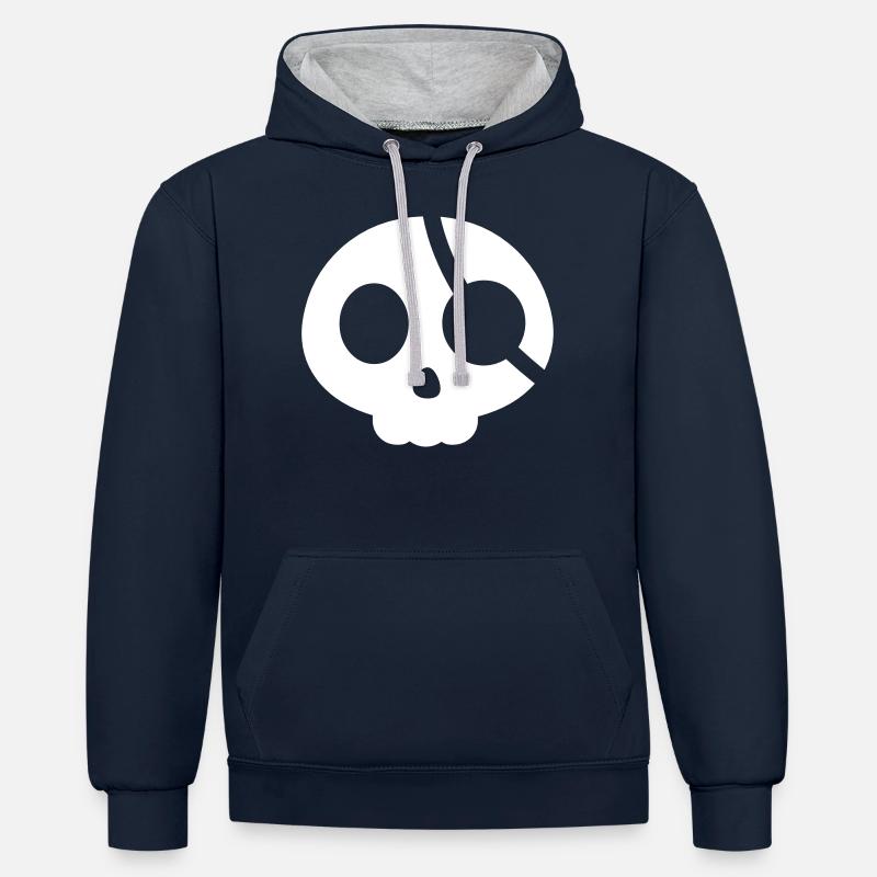 Crâne avec un cache-œil - Sweat à capuche contrasté - bleu marine/gris chiné
