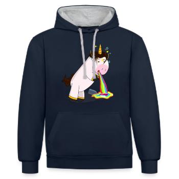Einhorn Kotzen Betrunken - Kontrast-Hoodie - Navy/Grau meliert - Vorne - Nico (186cm)