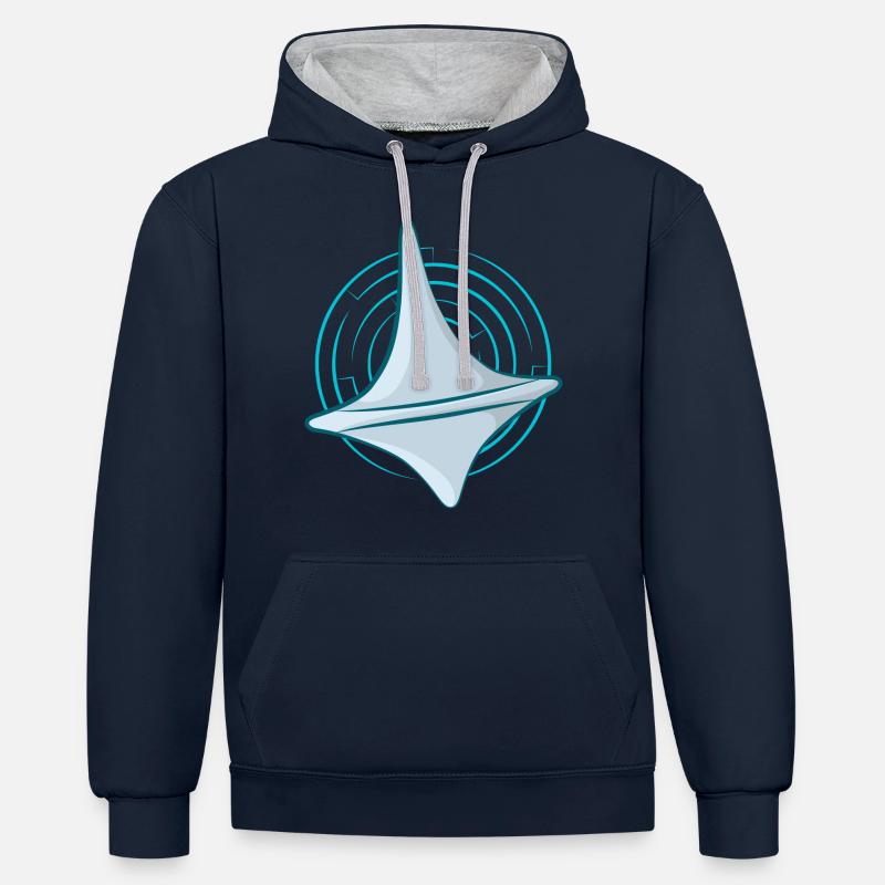 Inception - Simple - Sweat à capuche contrasté - bleu marine/gris chiné