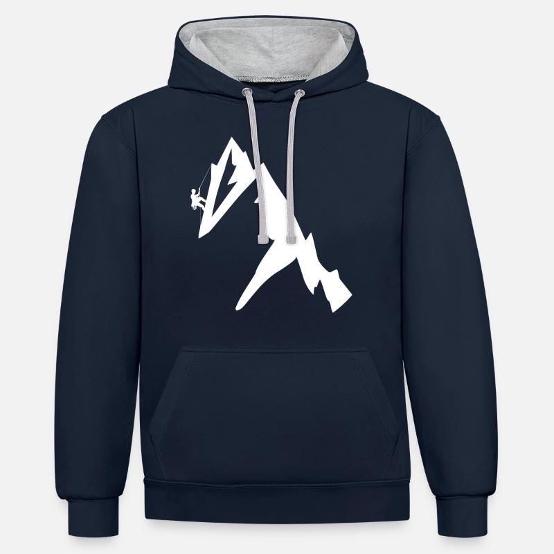 Grimper - Sweat à capuche contrasté - bleu marine/gris chiné