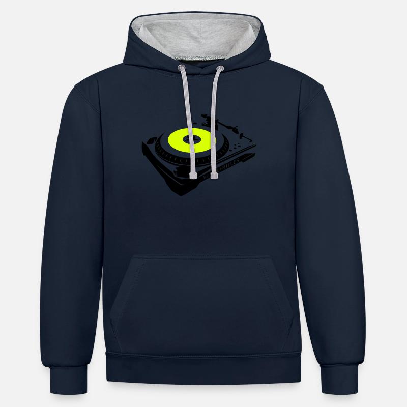 VINYL RULES - Sweat à capuche contrasté - bleu marine/gris chiné