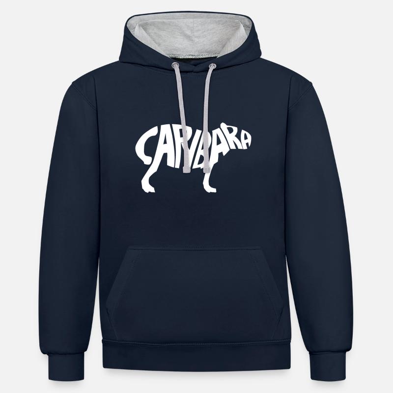 Capybara - Sweat à capuche contrasté - bleu marine/gris chiné