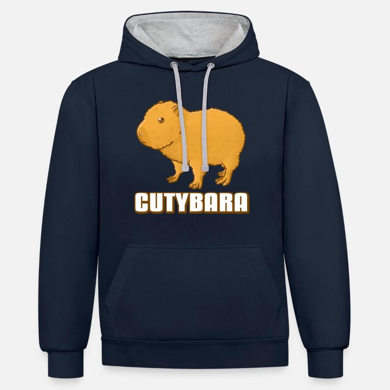 Cutybara Capybara - Sweat à capuche contrasté - bleu marine/gris chiné