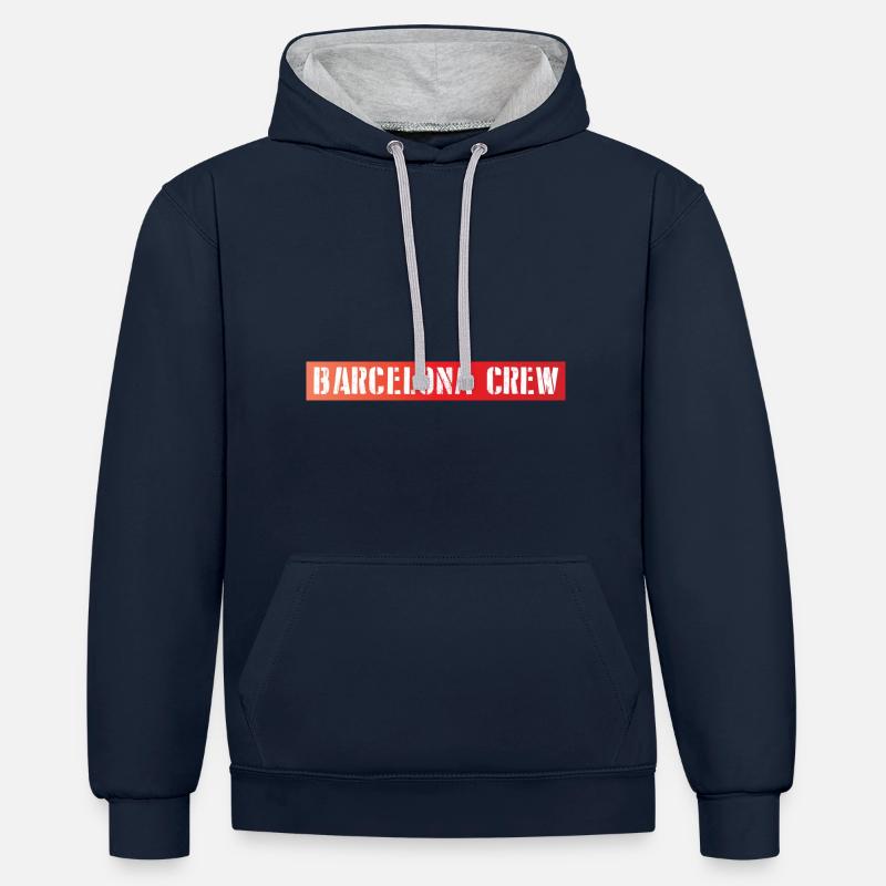 Équipage de Barcelone - Sweat à capuche contrasté - bleu marine/gris chiné