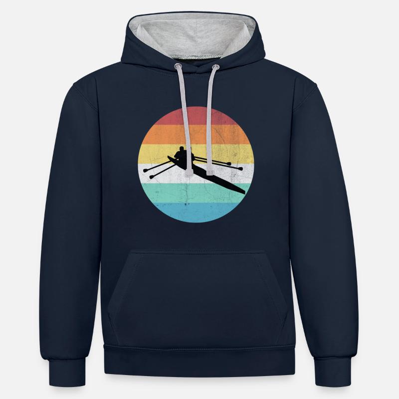Équipe d'aviron - Sweat à capuche contrasté - bleu marine/gris chiné