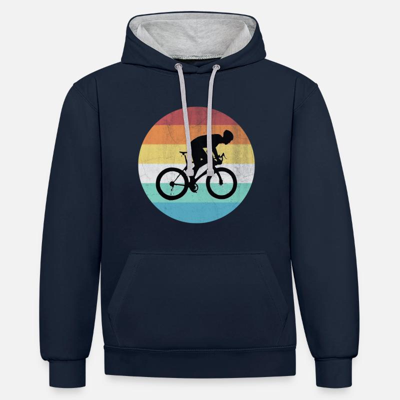 Vélo de course - Sweat à capuche contrasté - bleu marine/gris chiné