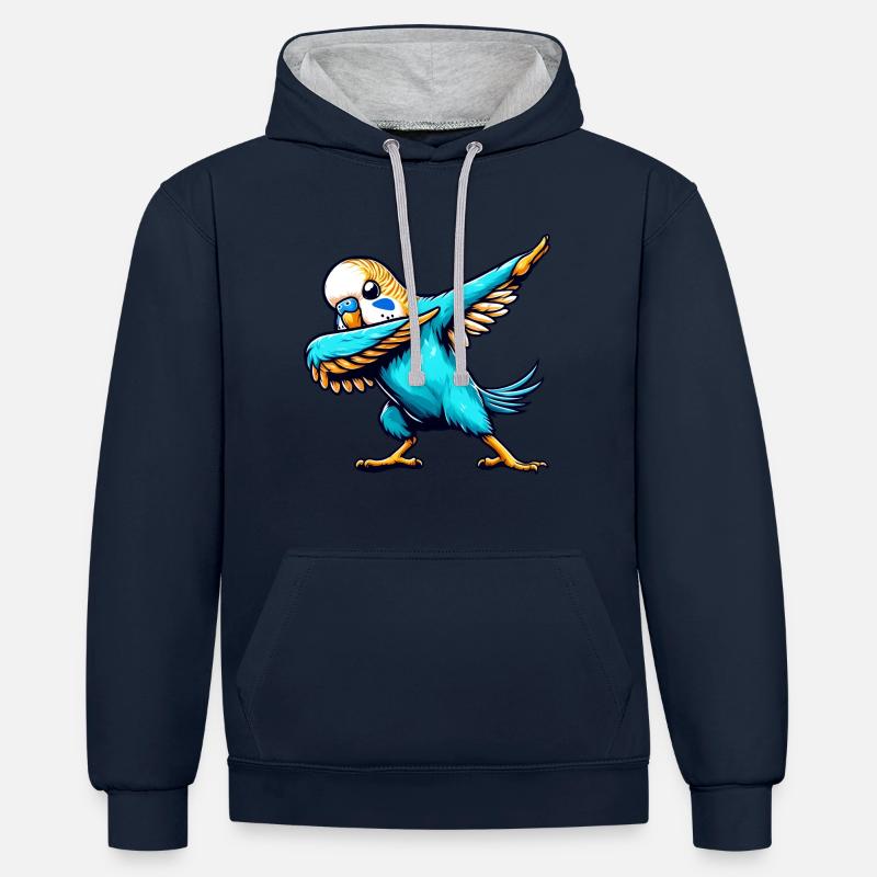 Bande dessinée Cool Budgie Dabbing - Sweat à capuche contrasté - bleu marine/gris chiné