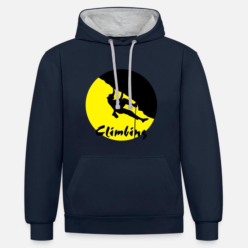 Escalade, climbing, climber - Sweat à capuche contrasté - bleu marine/gris chiné