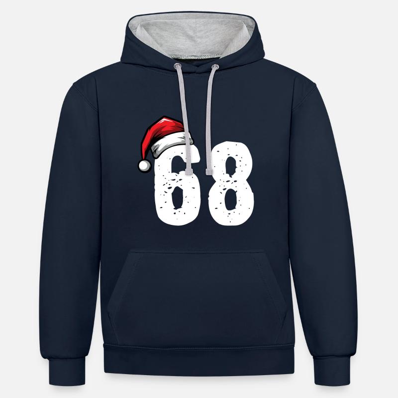 68 Numéro Noël - Sweat à capuche contrasté - bleu marine/gris chiné