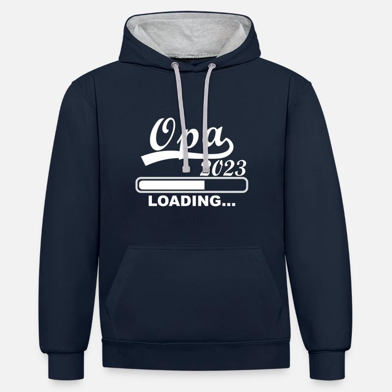 Opa 2023 loading - Kontrast-Hoodie - Navy/Grau meliert