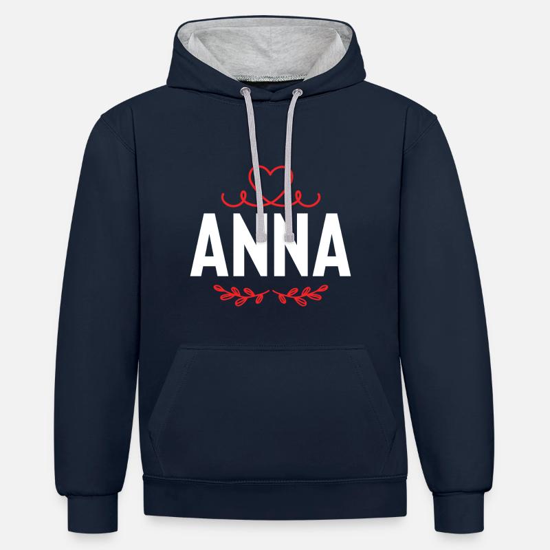 Anna - Sweat à capuche contrasté - bleu marine/gris chiné