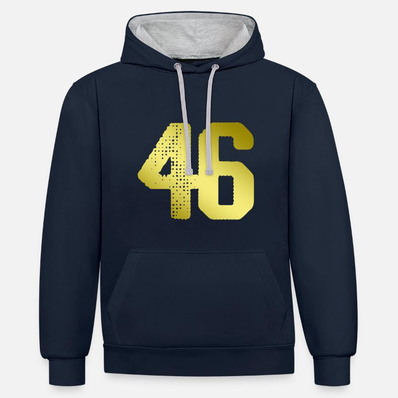 46 Maillot numéro - Sweat à capuche contrasté - bleu marine/gris chiné