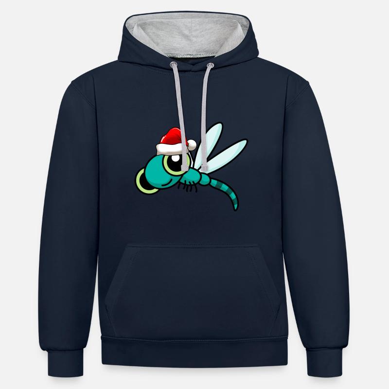 Libellule de Noël Libellule - Sweat à capuche contrasté - bleu marine/gris chiné