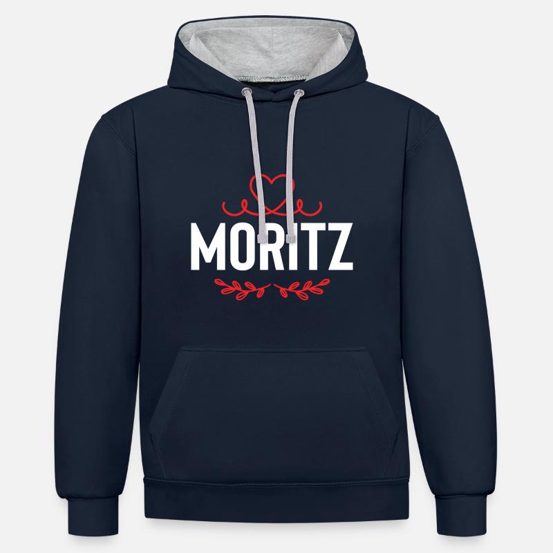 Moritz - Kontrast-Hoodie - Navy/Grau meliert