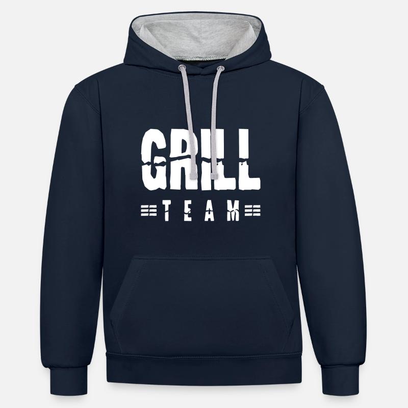 L’équipe Grill - Sweat à capuche contrasté - bleu marine/gris chiné