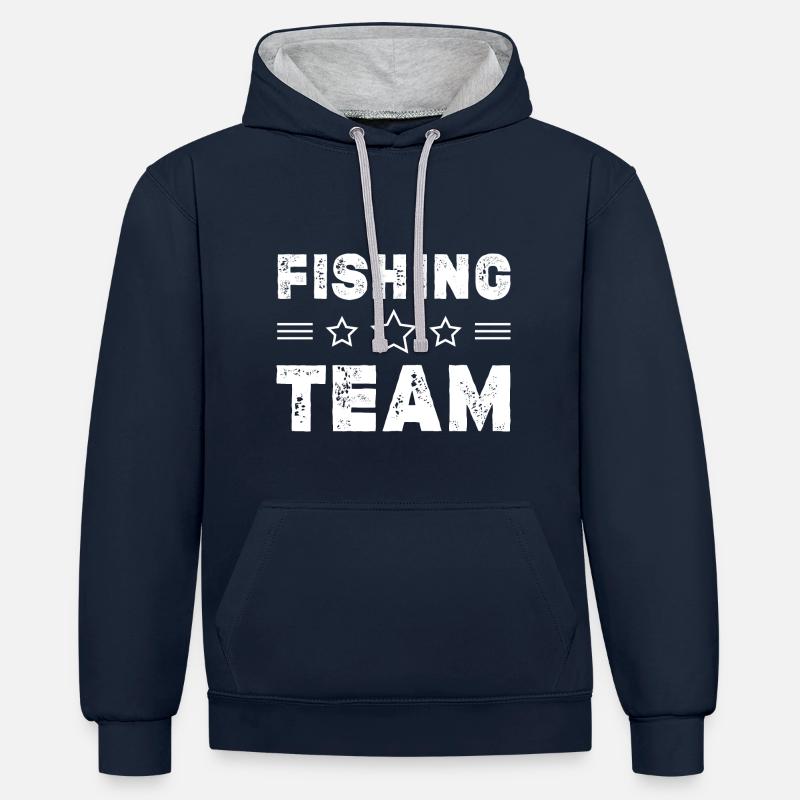 Équipe de pêche - Sweat à capuche contrasté - bleu marine/gris chiné