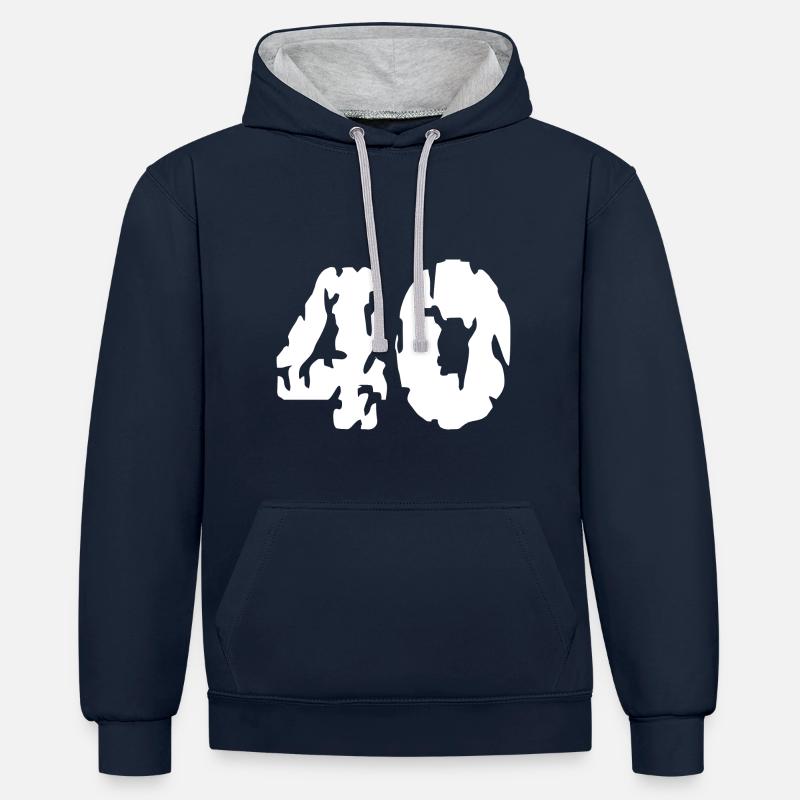 Maillot 40 numéros - Sweat à capuche contrasté - bleu marine/gris chiné