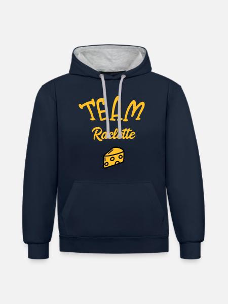 Team Raclette - Kontrast-Hoodie - Navy/Grau meliert