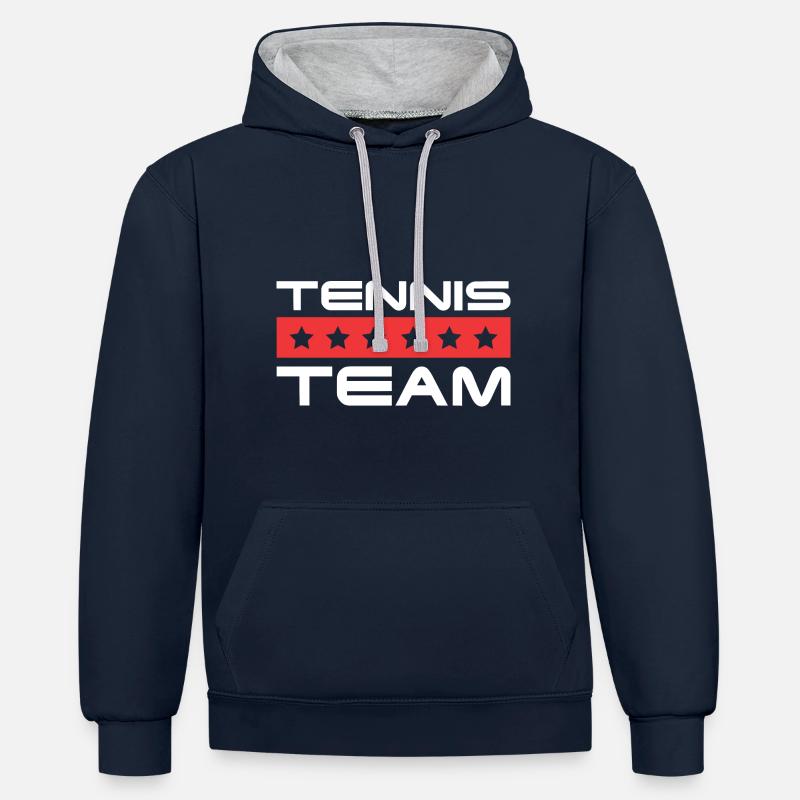 Équipe de tennis - Sweat à capuche contrasté - bleu marine/gris chiné