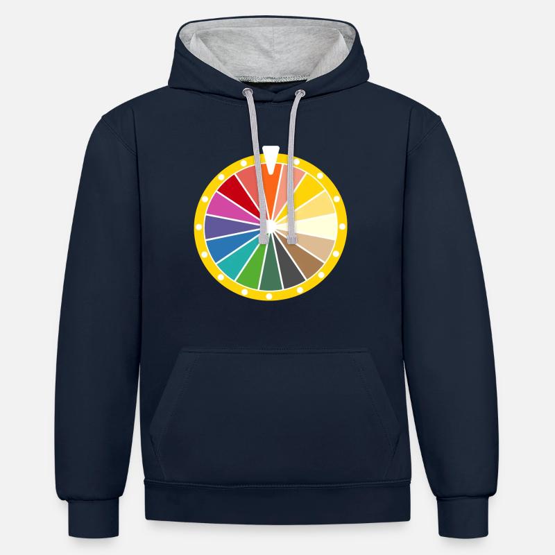 roue de la fortune - Sweat à capuche contrasté - bleu marine/gris chiné