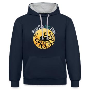 Wir sind alle verrückt hier - Cheshire Cat - Kontrast-Hoodie - Navy/Grau meliert - Vorne - Nico (186cm)