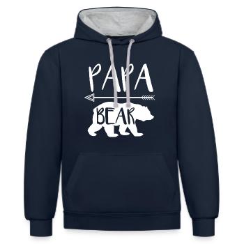 Papa Bear Vater Vatertag Geschenk - Kontrast-Hoodie - Navy/Grau meliert - Vorne - Nico (186cm)