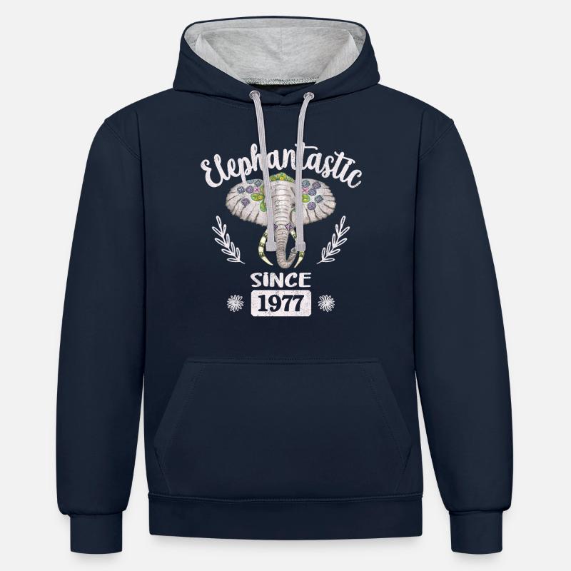 Elephantastic depuis 1977 - Sweat à capuche contrasté - bleu marine/gris chiné