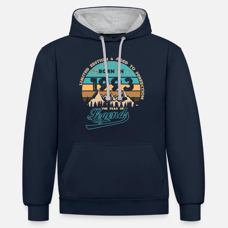 Légendes 1993 - Sweat à capuche contrasté - bleu marine/gris chiné