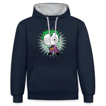 DC Comics Originals Bösewicht Joker Chibi - Kontrast-Hoodie - Navy/Grau meliert - Vorne - Nico (186cm)