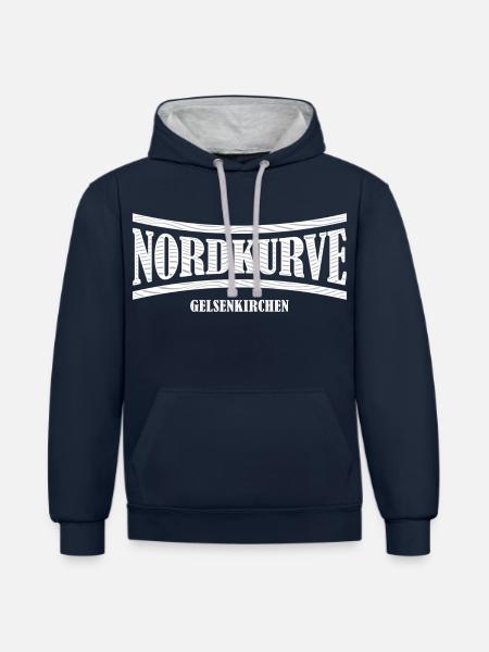 Nordkurve Gelsenkirchen Geschenkidee - Kontrast-Hoodie - Navy/Grau meliert