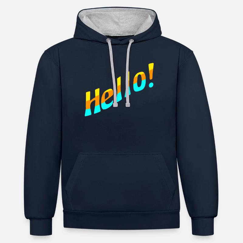 Bonjour! - Sweat à capuche contrasté - bleu marine/gris chiné